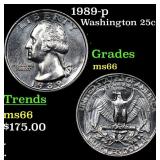 1989-p Washington Quarter 25c Grades GEM+ Unc