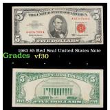 1963 $5 Red Seal United States Note Grades vf++