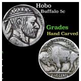 Hobo Buffalo Nickel 5c Grades Hand Carved