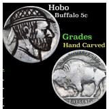 Hobo Buffalo Nickel 5c Grades Hand Carved