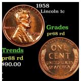 1958 Proof Lincoln Cent 1c Grades Gem++ Proof Red