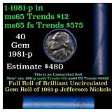 BU Shotgun Jefferson 5c roll, 1981-p 40 pcs Bell T