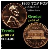 1963 Proof Lincoln Cent TOP POP! 1c Graded pr69 rd
