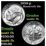 1959-p Roosevelt Dime 10c Grades Gem++ Full Bands