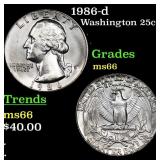 1986-d Washington Quarter 25c Grades GEM+ Unc