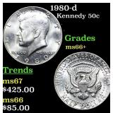 1980-d Kennedy Half Dollar 50c Grades GEM++ Unc