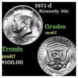 1971-d Kennedy Half Dollar 50c Grades GEM++ Unc