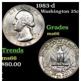 1983-d Washington Quarter 25c Grades GEM+ Unc