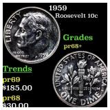 1959 Proof Roosevelt Dime 10c Grades GEM++ Proof