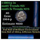 BU Shotgun Jefferson 5c roll, 1964-d 40 pcs Bell T