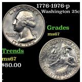 1776-1976-p Washington Quarter 25c Grades GEM++ Un