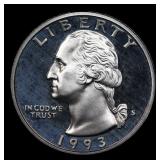 1993-s Proof Washington Quarter 25c Grades GEM++ P