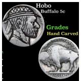 Hobo Buffalo Nickel 5c Grades Hand Carved