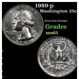 1989-p Washington Quarter 25c Grades GEM Unc