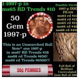 BU Shotgun Lincoln 1c roll, 1997-p 50 pcs Bank Wra