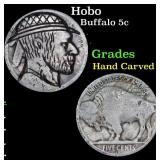 Hobo Buffalo Nickel 5c Grades Hand Carved