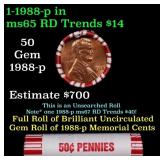 BU Shotgun Lincoln 1c roll, 1988-p 50 pcs Bank Wra