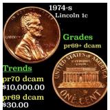 1974-s Proof Lincoln Cent 1c Grades GEM++ Proof De