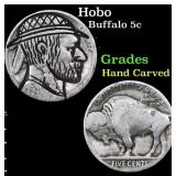Hobo Buffalo Nickel 5c Grades Hand Carved