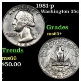 1981-p Washington Quarter 25c Grades GEM+ Unc