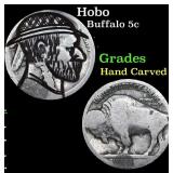 Hobo Buffalo Nickel 5c Grades Hand Carved