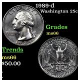 1989-d Washington Quarter 25c Grades GEM+ Unc