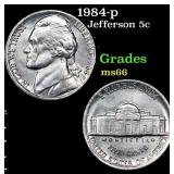 1984-p Jefferson Nickel 5c Grades GEM+ Unc