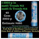 BU Shotgun Jefferson 5c roll, 2002-p 40 pcs Bank $