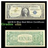 1957B $1 Blue Seal Silver Certificate Grades vf+