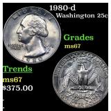1980-d Washington Quarter 25c Grades GEM++ Unc