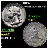 1965-p Washington Quarter 25c Grades GEM++ Unc