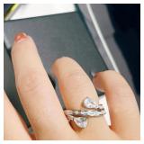 Zircon Sterling Silver Wedding Ring - Women Size 8