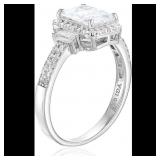 Decadence Sterling Silver Cushion Cut Halo Engagem