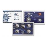 1999 United States Mint Proof Set 9 coins No Outer