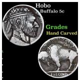 Hobo Buffalo Nickel 5c Grades Hand Carved