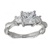 Decadence Sterling SIlver princess cut 3 stone bam