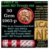 BU Shotgun Lincoln 1c roll, 1963-p 50 pcs Dunbar W