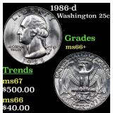 1986-d Washington Quarter 25c Grades GEM++ Unc