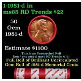 BU Shotgun Lincoln 1c roll, 1981-d 50 pcs Dunbar W