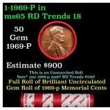 BU Shotgun Lincoln 1c roll, 1969-p 50 pcs Dunbar W