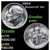 1964 Proof Roosevelt Dime 10c Grades GEM++ Proof