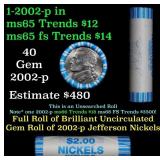 BU Shotgun Jefferson 5c roll, 2002-p 40 pcs Bank $