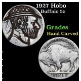 1927 Hobo Buffalo Nickel 5c Grades Hand Carved