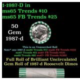 BU Shotgun Roosevelt 10c roll, 1987-d 50 pcs Bank