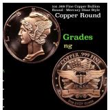 1oz .999 Fine Copper Bullion Round - Mercury Dime