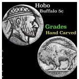 Hobo Buffalo Nickel 5c Grades Hand Carved