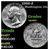 1986-d Washington Quarter 25c Grades GEM++ Unc