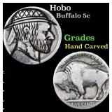Hobo Buffalo Nickel 5c Grades Hand Carved