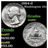 1984-d Washington Quarter 25c Grades GEM++ Unc