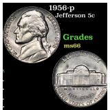 1956-p Jefferson Nickel 5c Grades GEM+ Unc